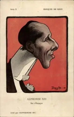 Künstler Ak Dayle, König Alfons XIII. von Spanien, Karikatur