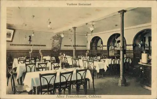 Ak Koblenz am Rhein, Alter Franziskaner, Vorderes Restaurant