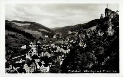 Ak Lauterbach im Schwarzwald, Gesamtansicht, Kreuzfelsen