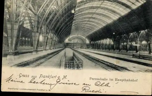 Ak Frankfurt am Main, Perronhalle im Hauptbahnhof