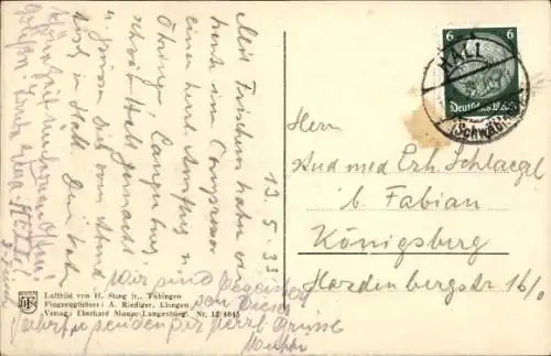 Ak Langenburg in Württemberg, Fliegeraufnahme