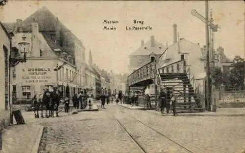 Ak Menin Menen Meenen Lys Westflandern, Straßenpartie bei der Brücke