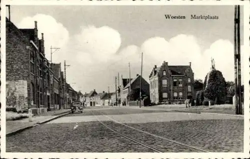 Ak Woesten Vleteren Westflandern Belgien Marktplatz