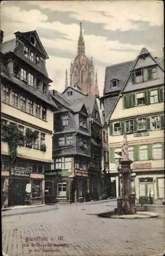 Ak Frankfurt am Main, Saalgasse, Heiliggeistbrunnen