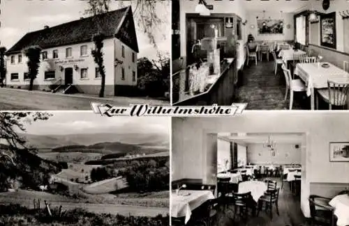 Ak Herscheid im Sauerland, Cafe Restaurant Wilhelmshöhe, Panorama, Außenansicht, Gastraum