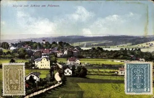 Ak Seefeld in Tirol, Panorama, Schloss am Pilsensee