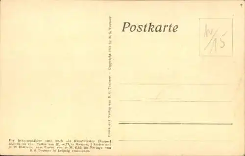 Scherenschnitt Künstler Ak Diefenbach, Göttliche Jugend 1, Teilbild 11, Bogenschütze