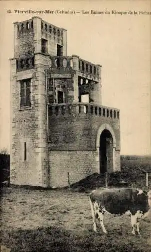 Ak Vierville sur Mer Calvados, Les Ruines du Kiosque de la Pecher, Kuh