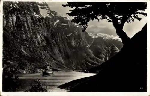 Ak Gudvangen Norwegen, Nærøfjord, Dampfer