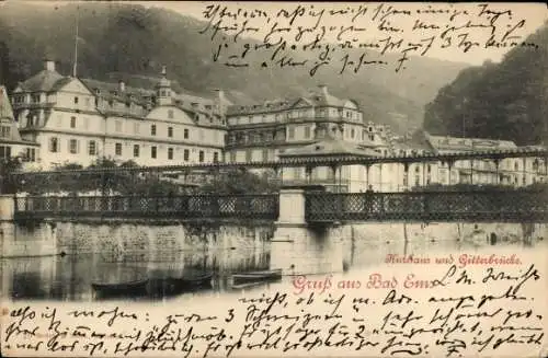 Ak Bad Ems an der Lahn, Kurhaus, Gitterbrücke