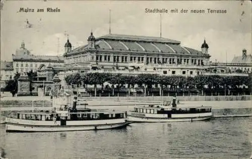 Ak Mainz in Rheinland Pfalz, Stadthalle mit der neuen Terrasse