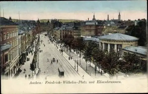 Ak Aachen in Nordrhein Westfalen, Friedrich Wilhelm Platz, Elisenbrunnen