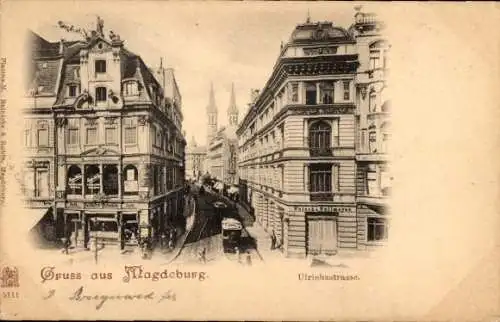 Ak Magdeburg an der Elbe, Ulrichstraße, Straßenbahn, Geschäft Walsch und Nollmeyer