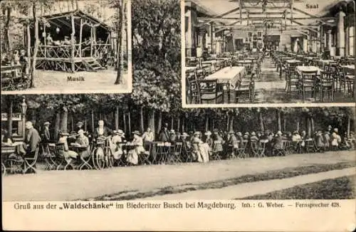 Ak Magdeburg an der Elbe, Waldschänke im Biederitzer Busch, Musik, Saal