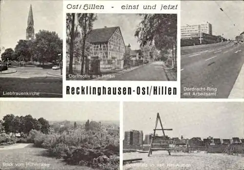 Ak Recklinghausen Ost Hillen, Liebfrauenkirche, Spielplatz Heuwiesen, Dordrecht Ring, Arbeitsamt