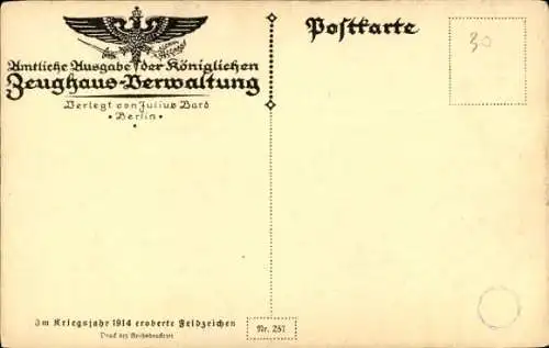Ak Berlin, im Kriegsjahr 1914 eroberte Feldzeichen, Zeughaus-Verwaltung