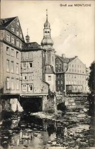 Ak Monschau Montjoie in der Eifel, Teilansicht, Turm, Brücke