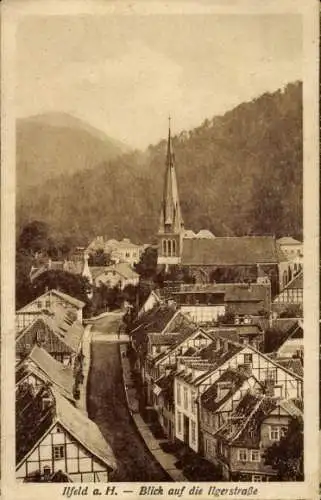 Ak Ilfeld am Harz Thüringen, Teilansicht, Ilgerstraße, Kirche