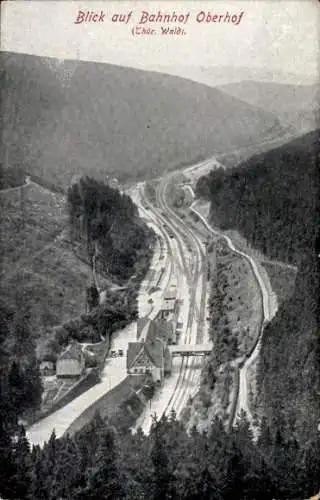 Ak Oberhof Thür., Blick vom Bärenstein auf den Bahnhof, Eisenbahn