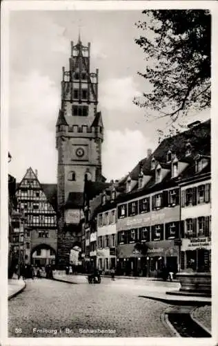 Ak Freiburg im Breisgau, Schwabentor, Turm, Turmuhr