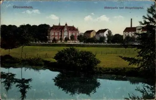 Ak Großenhain Sachsen, Röderpartie, Bürgerhospital