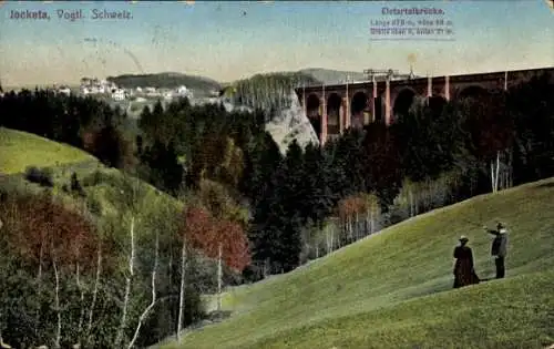 Ak Jocketa Pöhl im Vogtland, Elstertalbrücke, Panorama