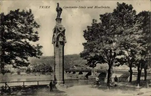 Ak Trier an der Mosel, Constantin-Säule, Moselbrücke