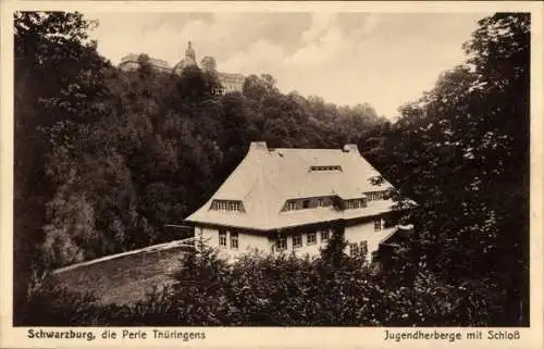 Ak Schwarzburg in Thüringen, Jugendherberge, Schloss