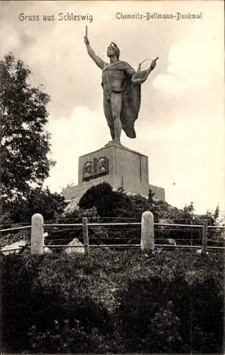 Ak Schleswig an der Schlei, Chemnitz Bellmann Denkmal, Paul Peterich