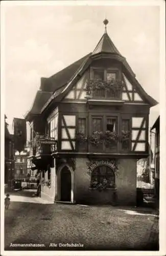 Ak Assmannshausen Rüdesheim am Rhein, an der alten Dorfschänke