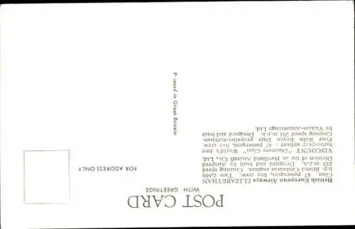 Ak Britisches Passagierflugzeug, BEA, Elizabethan Class Aeroplane, Viscount Discovery Class