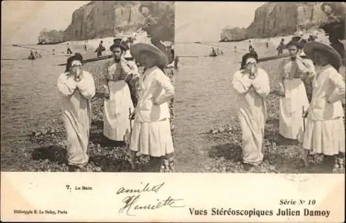 Stereo Ak Frauen am Strand