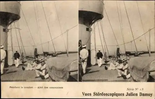 Stereo Ak Französische Seeleute, Kriegsschiff