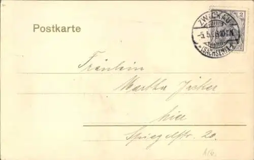 Ak Zwickau in Sachsen, Wilhelmstraße, Passanten, Geschäfte, Straßenbahn