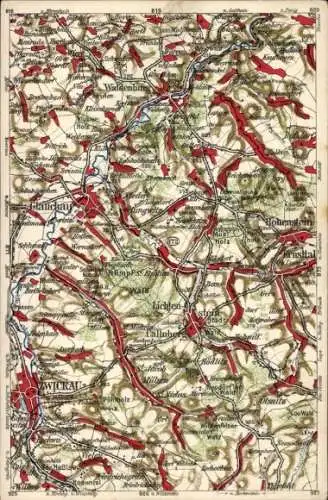 Landkarten Ak Zwickau in Sachsen, Waldenburg, Hohenstein