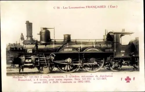 Ak Französische Eisenbahn, Les Locomotives Francaises, Machine No 121-065