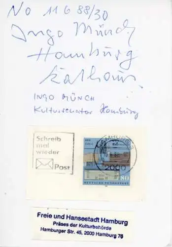 Foto Bürgermeister von Hamburg Professor Dr. Ingo von Münch, Portrait, Autogramm
