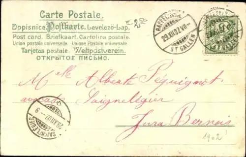 Präge Stoff Litho Blumen, Rosen, Kirche, Kitsch