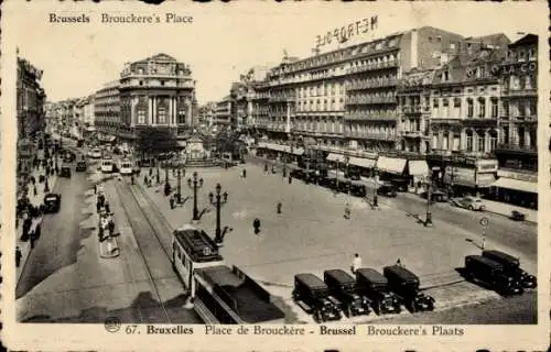 Ak Brüssel Brüssel, Place de Brouckère, Straßenbahn