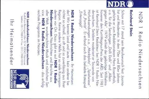 Ak Moderator Reinhard Stein, Portrait, Autogramm