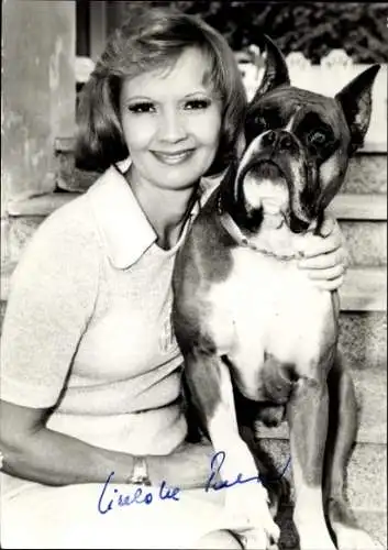 Ak Schauspielerin Liselotte Pulver, Portrait, Bulldogge, Autogramm