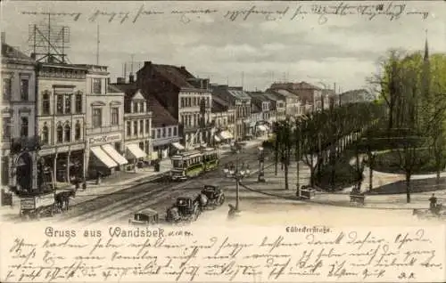 Ak Hamburg Wandsbek, Lübeckerstraße, Straßenbahn