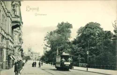 Ak Leipzig in Sachsen, Goethestraße, Straßenbahn Wagen 224