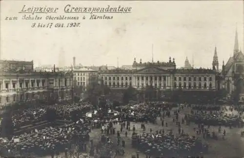 Foto Ak Leipzig, Leipziger Grenzspendentage Okt. 1920, zum Schutze Oberschlesiens und Kärntens