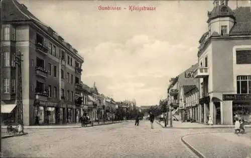 Ak Gussew Gumbinnen Ostpreußen, Königstraße, Geschäfte