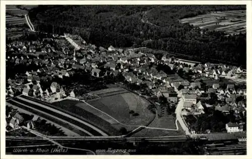 Ak Wörth am Rhein, Fliegeraufnahme