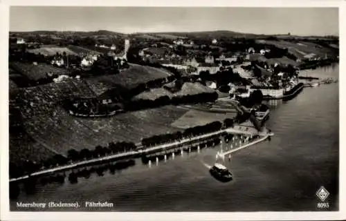 Ak Meersburg am Bodensee, Fährhafen, Fliegeraufnahme