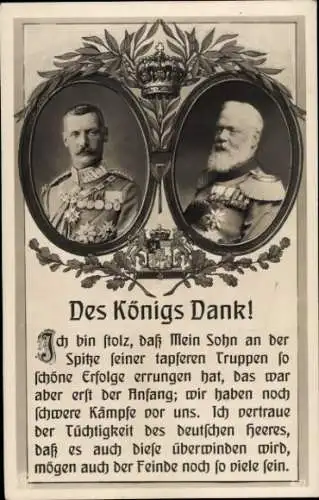 Passepartout Ak König Ludwig III. von Bayern, Kronprinz Rupprecht von Bayern