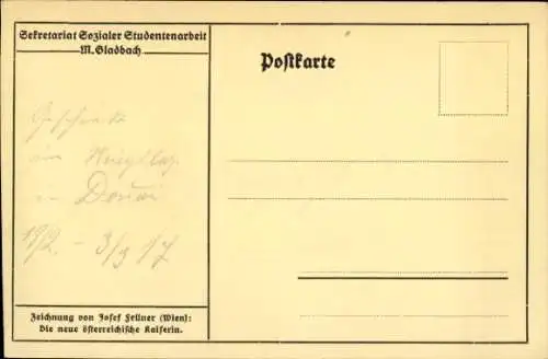 Künstler Ak Zita von Bourbon-Parma, Kaiserin von Österreich