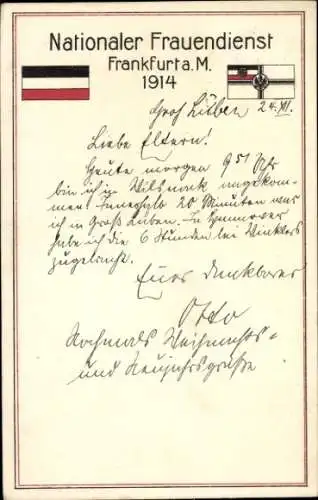 Ak Frankfurt am Main, Nationaler Frauendienst 1914, Fahnen